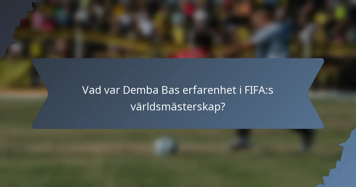 Vad var Demba Bas erfarenhet i FIFA:s världsmästerskap?