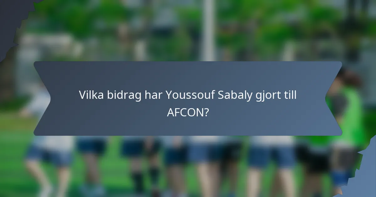 Vilka bidrag har Youssouf Sabaly gjort till AFCON?