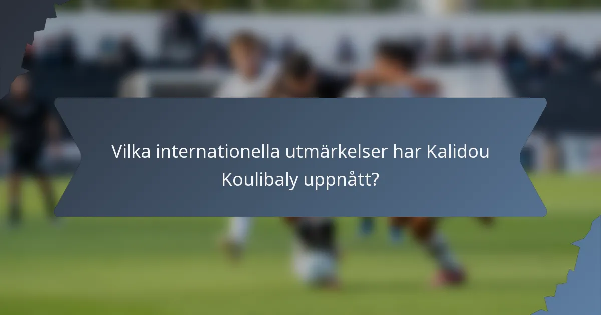 Vilka internationella utmärkelser har Kalidou Koulibaly uppnått?